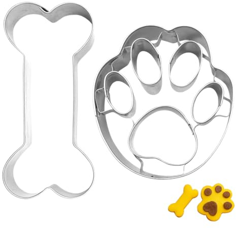 OUDQFCJ Ausstechformen Set Pfote und Knochen Ausstecher für Hundekekse Leckerlis und Plätzchen zum Backen Edelstahl Form für Hund