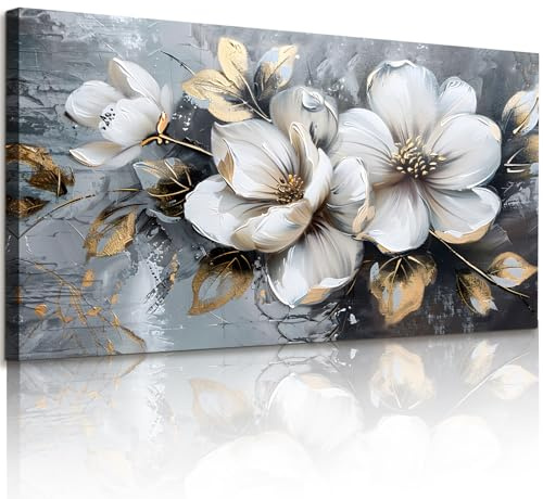 JHHUAMO Leinwand Bilder Moderne Blumen Wohnzimmer Schlafzimmer 50x100 cm | Blumenmuster, Exquisite Handwerkskunst, Hochauflösender Druck, Einfaches Aufhängen, Vielseitig Einsetzbar