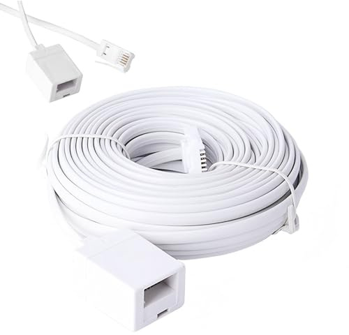 SiumPklay 10M Telephone Extension Cable, BT Male to Female 6-Pin Straight Through Phone Line Cord for UK Landline, Fax, Modem, Router, Home & Office