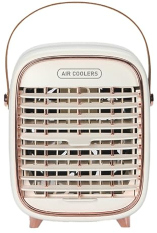 FUANA Mini ventilador de aire acondicionado portátil recargable por USB con batería de 2000 mAh, refrigeración personal silenciosa de 3 velocidades para escritorio, oficina, dormitorio, viajes