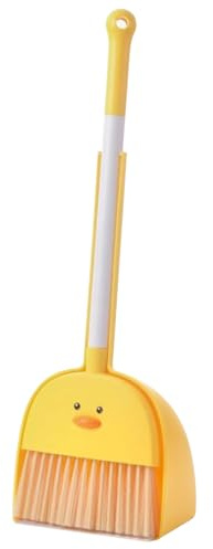 Licsaliwe Juego de Escoba y recogedor para niños, Mini diseño de Pato Amarillo, Juguetes educativos de Limpieza para niños pequeños, Juego en casa