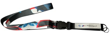 BMW Motorsport Original Lanyard mit M-Logo, dreifarbiges Design mit Sicherheitsschnalle und Schlüsselring
