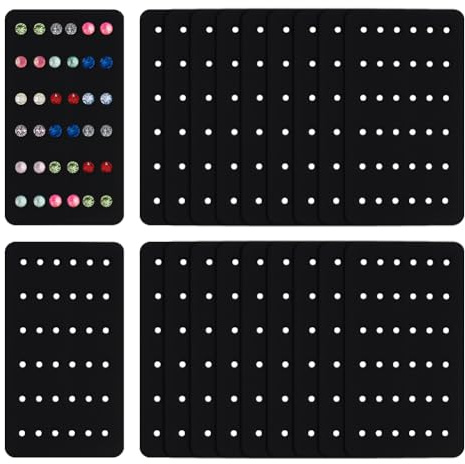 OLYCRAFT 18 Stück Acryl Ohrring Präsentationskarten 24 Löcher Schwarz Ohrring Organizer Tragbarer OhrringHalter Schmuck Organizer Halter Präsentationsständer für Zuhause Reisen Stecker