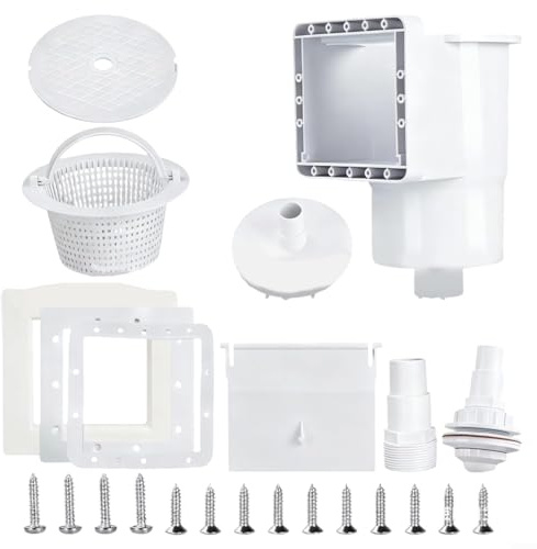 BlesConi Kit skimmer per piscine fuori terra, pezzi di ricambio completi con raccordi, plastica robusta, installazione semplice