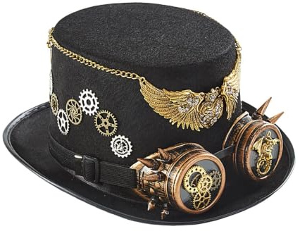 Steampunkhatt Lättviktig Unisex Gotisk Huvudbonad Med Skyddsglasöga | Halloween Steampunk Cylinderhatt För Kvinnor, Män, Tonåringar, Festliga Fester, Maskeradbaler, Karnevaler, Cosplay,