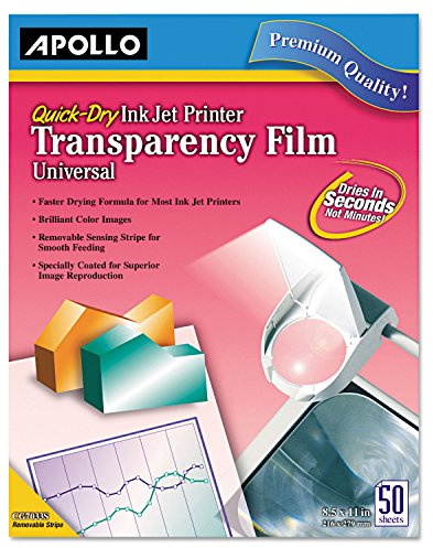 Apollo Transparency Film for Inkjet Printers, for Hewlett-Packard, 50 Sheets/Pack (VCG7031S)