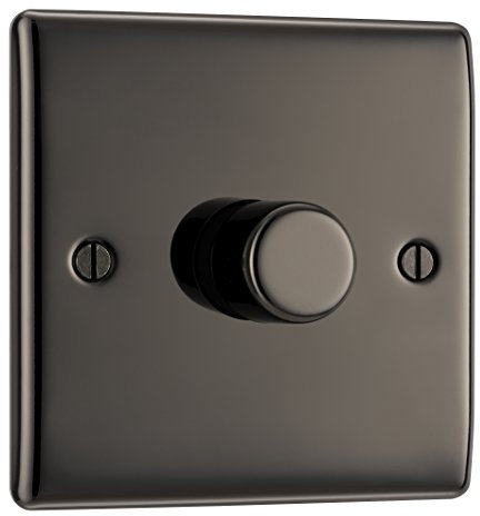 BG Electrical Intelligent Single Wall Dimmer Switch, 2 Way, Raised Profile, Round Edges, Nexus Metal, Black Nickel, 200W, NBN81