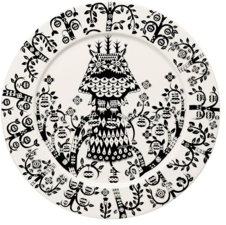 Iittala Taika Teller aus Porzellan in der Farbe Schwarz mit Muster, Maße: 27,2cm x 27,2cm x 1,8cm, 1011639