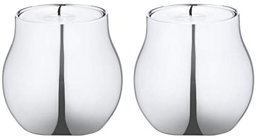 Georg Jensen Teelichthalter, 2 Stück, aus spiegelnd poliertem Edelstahl, Cafu-Kollektion