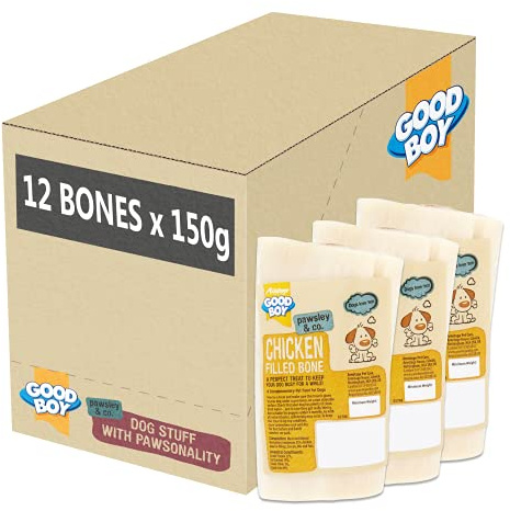 Good Boy - Chicken Filled Bone - Natural Dog Treats - Filled Bones For Dogs - 150 Grams - Long Lasting Dog Treats - Case of 12