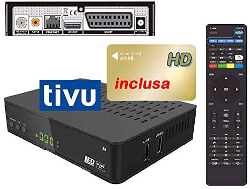 Decoder Satellitare HD compatibile con tessera Tivu satellitare è con tessere Viaccess CON TESSERA SAT INCLUSA Bware 540 545,DVB-S2 HEVC H265 MAIN 10,Telecomando 2 in 1 per il ricevitore e la TV