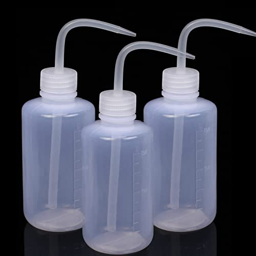 Miuse 3 Stück Spritzflasche 250ml,Laborflasche Waschflasche Squeeze Flasche Sprühflasche Transpartent Kunststoff für Laborreinigung Pflanzenbewässerung