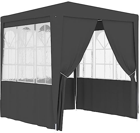 vidaXL Profi Partyzelt mit Seitenwänden UV-beständig Wasserbeständig Pavillon Festzelt Gartenpavillon Gartenzelt Garten Bierzelt 2,5x2,5m Anthrazit 90g/m²