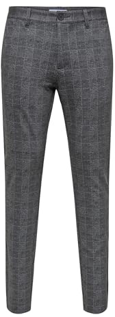 Only & Sons Homme Onsmark Slim Check Pants 9887 Noos Black 32W/30L