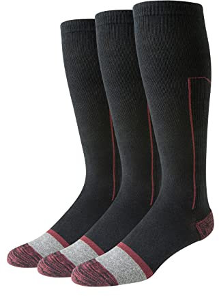Amazon Essentials Calze Al Ginocchio A Compressione Graduata, Sopra Il Polpaccio, Supporto Per Gambe E Adatte Per I Viaggi Uomo, 3 Paia, Nero, 41-45
