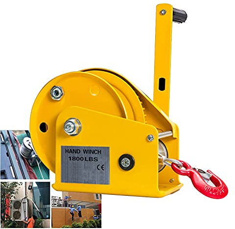 ZDM Seilwinde Hand, 1200lbs/1800lbs Bootswinde Hand-Seil-Winde mit 15m Drahtseil für PKW Anhänger, Doppelgang Auto Boot Hebezug Werkzeug