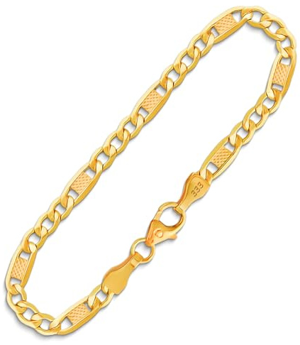 Goldarmband Herren 333 585 Echtgold 5.2mm - Fantasiekette Gelbgold Bicolor