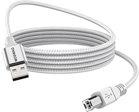 MOSWAG Cavo stampante USB stampante 2 metri scanner USB 2.0 di tipo A maschio a B maschio durevole ad alta velocità per HP, Canon, Dell, Epson, Lexmark, Xerox, Brother, Samsung
