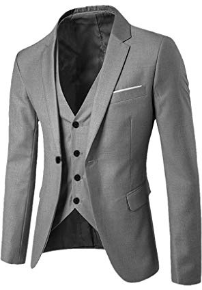 Take Idea Traje de hombre de 3 piezas de color sólido Slim Fit Smoking Business Traje de hombre chaqueta elegante chaleco de boda