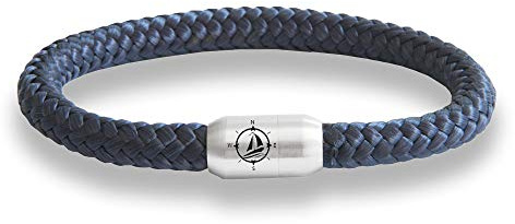 Paris Montana Das Original Yacht Club Kompass Gravur Segeltau Unisex Armband Unisex Geflochten Handmade Hochwertiger Magnetverschluss Durchmesser 8 cm