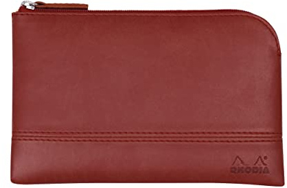 Rhodia 116544C - Rhodiarama pochette zippé en simili cuir italien - taille S (11x17 cm) COQUELICOT