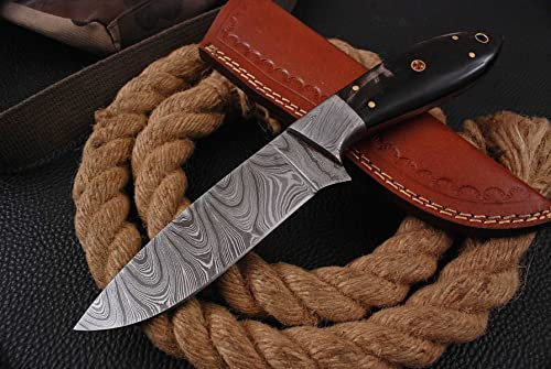Damast Messer Damaszener Stahl Jagd Jagdmesser Knife Damascus Hunting MAQ1990