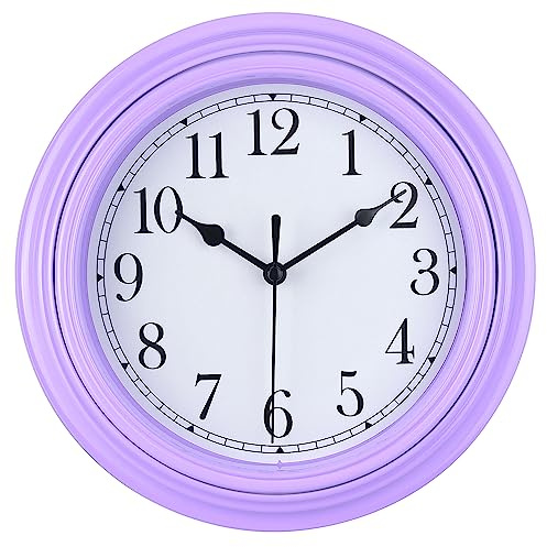 Topkey Stille Wanduhr Küche 9 Zoll Retro Nicht tickend Dekorativ Schlafzimmer Büro Wanduhr- Taro Violett