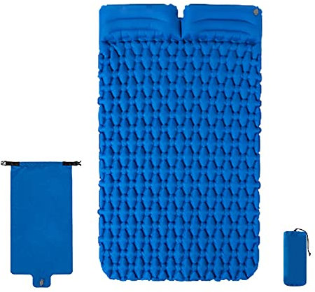 Schlafmatten Camping, Camping-Matratze mit Kissen, Camping-Unterlage doppelt mit aufblasbarer Tasche, ultraleichte tragbare Luft-Isomatte für Reisen, Wandern, Rucksackreisen (blau) beautiful scenery