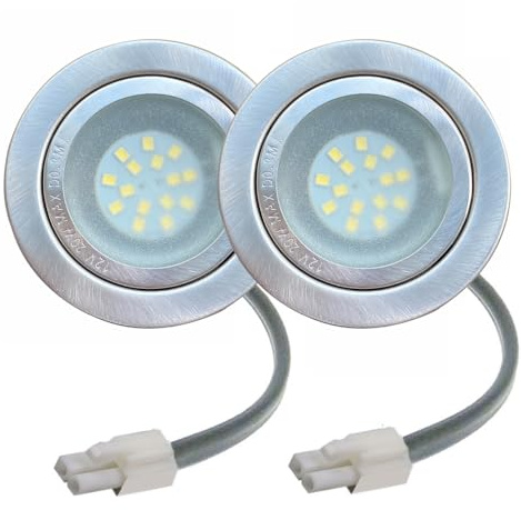 LIDESENMO 2-Pack 12V 24V AC/DC LED Cabinet Light 2W G4 Light Bulbs for 2.50in/65mm Hole Bi-Pin Base Recessed Puck Light Motorhome Camper Cabinet Lighting Interior Down Light (White 6000K)