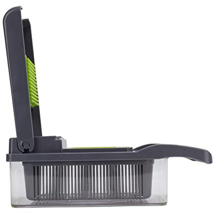 Vegetable Cutter, Silicone Pad Vegetable Chopper ABS (Gray Green)