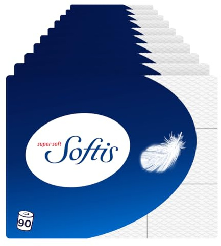 Softis 4-lagiges Toilettenpapier - 90 Rollen-Packung (10 x 9 Einzelpackungen), 100 Blatt pro Rolle, Einzigartiges Softkammer-System, Recyclebare Verpackung, FSC-zertifiziertes Papier | 100 Blatt pro Rolle, Einzigartiges Softkammer-System, Recyclebare Verpackung, FSC-zertifiziertes Papier