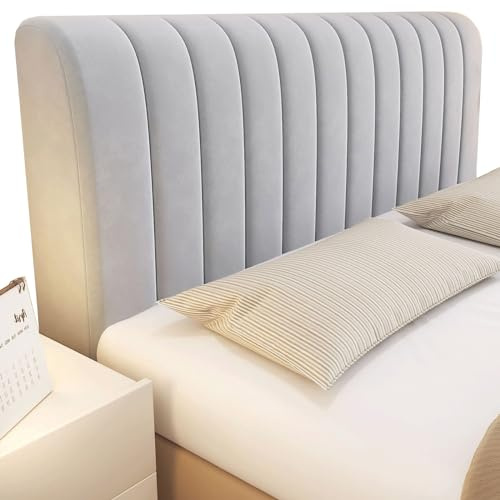 Kopfteilbezug Bettkopfteil Hussen/Bezug/Überzug All-Inclusive Kopfteilbezug Einfarbig Gepolsterte Universell Kopfteilbezug Bett Kopfteil Bezug Elastisch Für Schlafzimmer Kopfteil Waschbar Grau ( Color