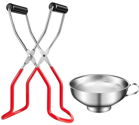 MAGICLULU Canning Jar Lifter Tongs Set Bottle Clamp with Funnel Anti-Skid Anti-Scald Handle for Safe Lifting of Jars Jelly Jars and Cans Kitchen Tools for Home Food Preserving