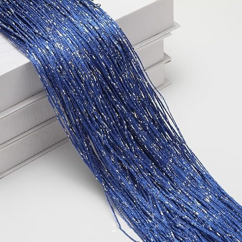 2 Stück 100 x 200 cm Fadenvorhang Fadengardine Fliegenvorhang Terrassentür Dekovorhang Raumteiler Türvorhang Fenstervorhang Fadenvorhänge Seilvorhang für Türen, Wohnzimmer Dekoration -Dunkelblau