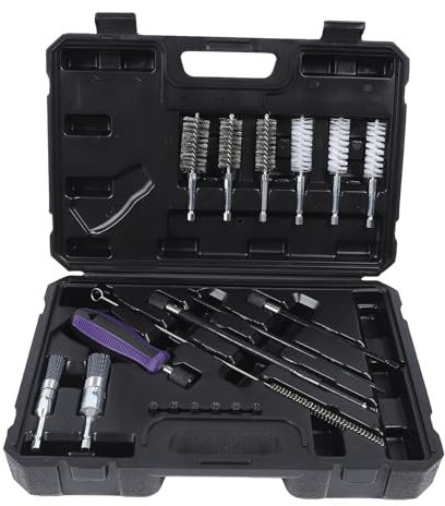 Ensemble de Brosses de Nettoyage de Fils, Perceuse électrique Torsadée, Brosse Métallique de Nettoyage, Ensemble de Nettoyage D'alésage pour Moteur de Voiture, Base D'injecteur