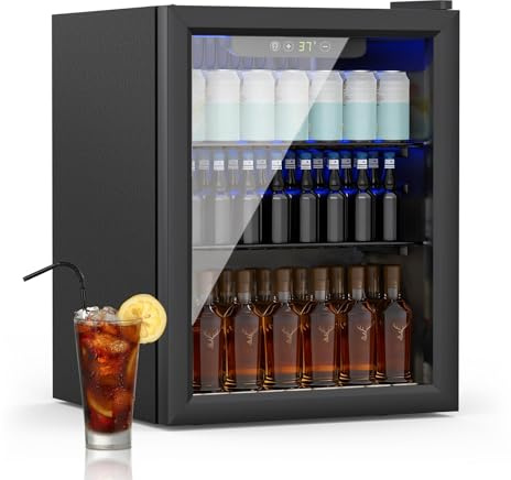 DollarDash Kompakter Mini-Kühlschrank, 50L/70 Dosen, für Softdrinks, Bier oder Wein, tragbarer Mini-Getränkekühler mit Digitalanzeige, herausnehmbaren Regalen und Tür