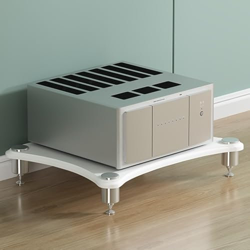 Beistelltisch Plattenspieler Regal AV-Receiver-Audiokomponentenständer Entertainment-Videospielkonsolen-Schrankregal HiFi-Rack-Audiokomponentenschrank für Besprechungs Wohn und Aufnahmeräume(Light whi
