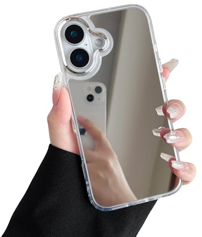 ZTOFERA für iPhone 16 Plus Hülle,Süße Handyhülle mit Schminkspiegel,Klar