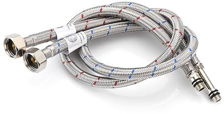 Flexible Tap Connectors M10 x 1/2 BSP 600mm – Pack of 2 | 9 Lengths Available | Braided Stainless Steel Flexi Hose | WRAS Approved | Kitchen & Basin Monobloc Mixer Tap | Home Range | 9 Lengths Available | Flexible Braided Stainless Steel Flexi Hose for Kitchen & Basin Monobloc Mixer Taps