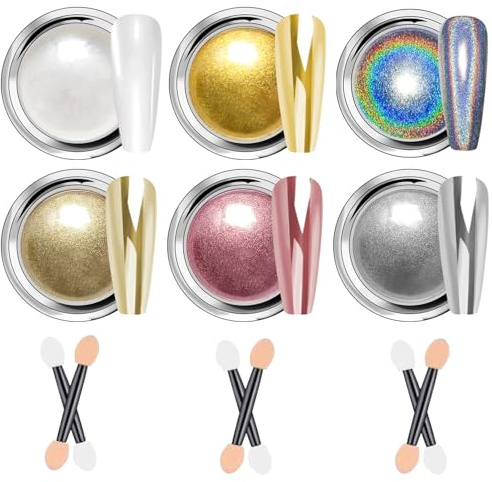 LEDSUUEI Chrome Nail Powder Metallischer Spiegel Chrom Puder Näge Erhöhte Ice Shimmer Chrome Pigment Pulver für DIY-Salon