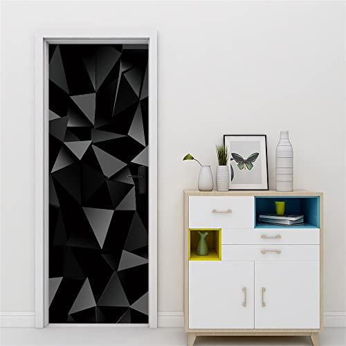 3D Türtapete 70x200 Türaufkleber Selbstklebend Türfolie Poster Fototapete Türbilder Türtattoos Wasserdichte Tür Stickers für Kinderzimmer Wohnzimmer Badezimmer Schwarz