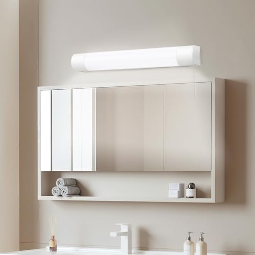 IMVSINCERE 6W Applique Salle de Bain Avec Interrupteur,IP44 43CM lumiere avec prise,4000K 500LM Applique Led Salle de Bain avec prise de rasoir
