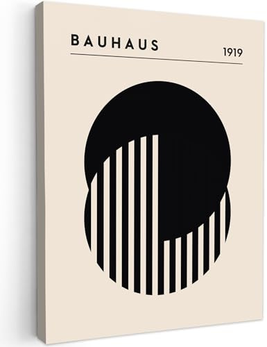 MuchoWow© Bilder mit Rahmen Poster Wanddekoration Wohnzimmer Deko Modern | 60x80 cm - Geschenke Bilderrahmen Bauhaus - Retro - Schwarz - Weiß - Abstrakte Kunst