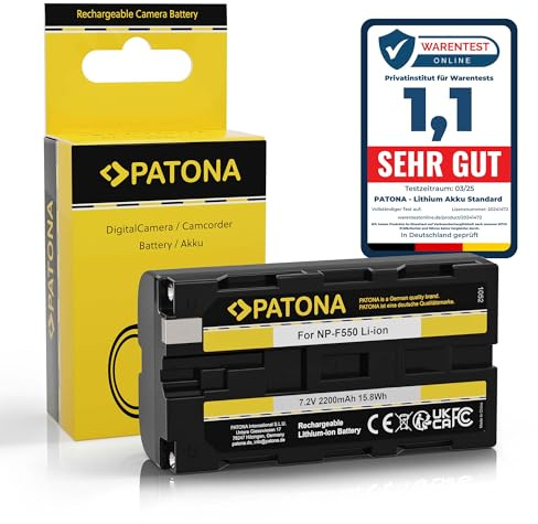 PATONA Batteria per Sony NP-F550 F530 F730 F750 F930 F950, 2200mAh 7.2V | Batteria di ricambio per videocamere, indicatori LED, lampade, luci video, monitor fotocamera e field recorder
