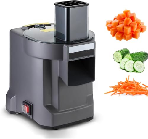 Cortador de Verduras Eléctrico 3-en-1 & Dicer – Procesador de Alimentos Comercial con Cuchillas para Cortar, Rebanar, Rallar, Cortador Automático de Frutas para Cebollas, Papas, Zanahorias, Pepino