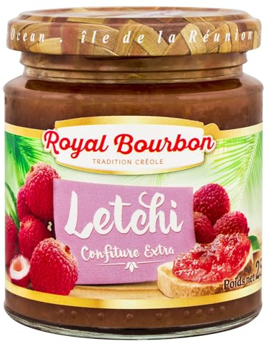 ROYAL BOURBON - Ile de la Réunion - Confiture Pot en verre de 250g : (Lot de 3 Pots, Letchi)