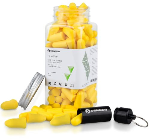 Senner ® SchaumPro | Protection auditive pour un sommeil paisible ou une protection au travail – Bouchons d'oreille avec haute isolation phonique (SNR) de 35 dB, reçoit des sons de réveil, 60 paires