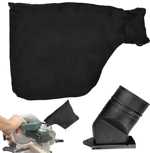 Mitre Saw Dust Catcher - Sanding Dust Bag, Adjustable Accessories for Cutting Machines, Grinders & Woodworking Mitre Saws, Black Collection Container