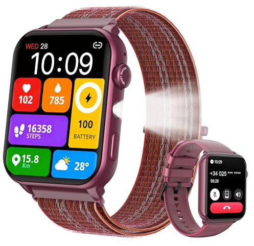 Baolubao Reloj Inteligente Mujer - Llamadas Bluetooth y Notificación, Smartwatch Mujer con Linterna, Smart Watch con 2 Correas, Esfera DIY, Pulsómetro, Sueño, IP68 Impermeable Reloj para iOS Android