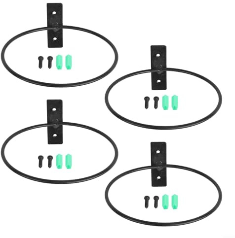 Besttoolifes Set di 4 supporti per piante da giardino con anelli per montaggio a parete, staffe in metallo, per interni ed esterni, sistema di supporto per vasi da fiori per balcone patio (15,2 cm)